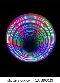 Colorful Infinity Lighting In Dark Room Creation Of Mirror Reflection