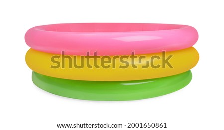 Colorful inflatable rubber pool isolated on white