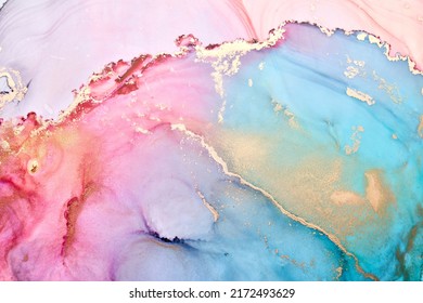Colorful ink luxury abstract background, gold pink marble texture, fluid art pattern wallpaper, underwater paint mix - Shutterstock ID 2172493629