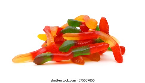 Colorful Jelly Worms Snakes Isolated On Stock Photo 662200183 ...