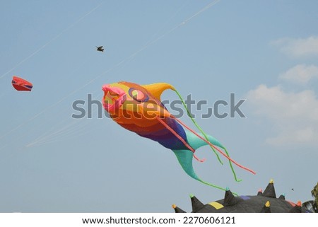 Colorful Kite in the clear sky.