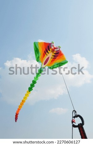 Colorful Kite in the clear sky.
