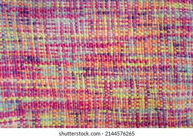 Colorful Knitted Blanket Texture, Pink, Blue, Purple And Bright Green Home Decor Detail