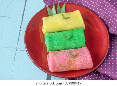 Colorful Kue Dadar Gulung Dessert Made Stock Photo Edit Now 389309419