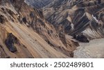 Colorful landscape in the Landmannalaugar area within the Fjallabak Nature Reserve, Central Highlands of Iceland.