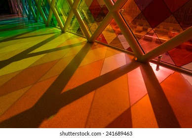 Colorful Light Shadow Through Window Glass