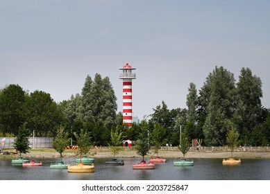 Colorful Lighthouse And Floating Trees At Floriade Expo 2022 