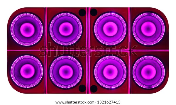 colorful\
lights of stereo and speakers decorative on\
car