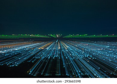 Colorful Lines Of Light By Running Focus On City In Night Time