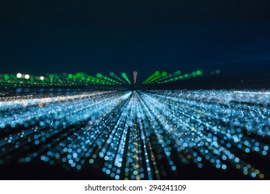 Colorful Lines Of Light By Running Focus On City In Night Time