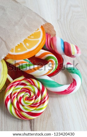 Similar – Image, Stock Photo Colorful lollipops and candies and sweet candy