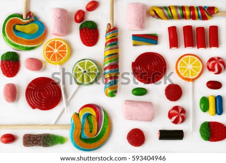 Similar – Image, Stock Photo Colorful lollipops and candies