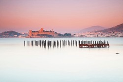 Colorful Long Exposure With Neutral Density Filter Of Bodrum Halicarnassus And Its Surroundings On A Misty Morning.