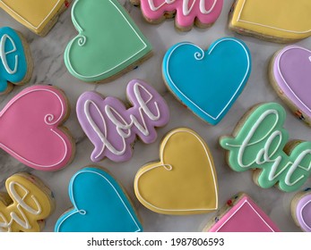 Colorful Love Sugar Cookies Overhead