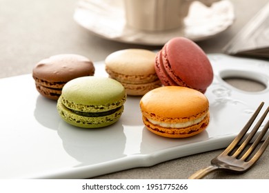 Colorful Macaron On The Plate