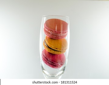 Colorful Macarons In A Champagne Glass