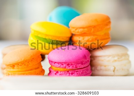 Similar – Image, Stock Photo Colored macaroons on rustic wooden background