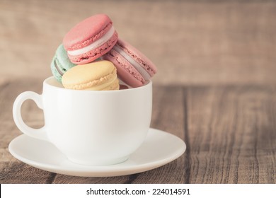 colorful macarons with vintage pastel filtered