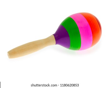 A Colorful Maraca Isolated On A White Background
