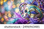 Colorful Mardi Gras Mask with Feathers and Beads for your background bussines, poster, wallpaper, banner, greeting cards, and advertising for business entities or brands.