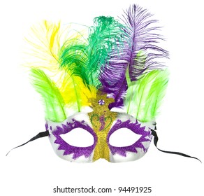 Colorful Mardi Gras Mask Feathers Isolated Stock Photo 94491925 ...