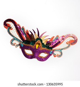 Colorful Mardi Gras Mask Isolated On White Background