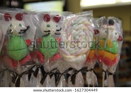 Colorful marshmallow candy sticks in a bakery Stock photo © 