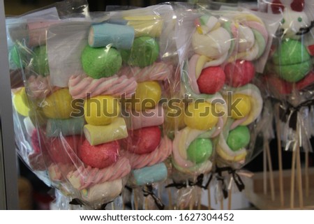 Colorful marshmallow candy sticks in a bakery Stock photo © 