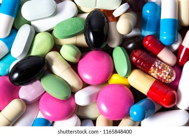 A Lot Of Colorful Medication And Pills And Capsule