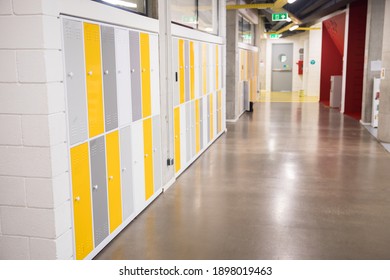 Colorful Metal Lockers In School Or College
