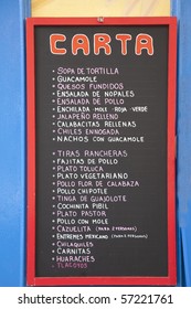 Colorful Mexican Menu Outside Restaurant