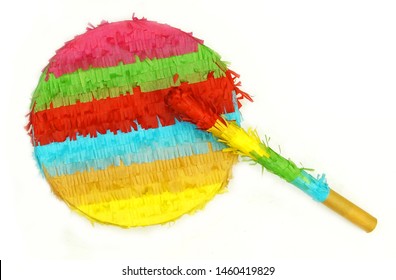 Colorful Mexican Pinata Isolated On White Background