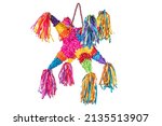 Colorful Mexican pinata used in birthdays and posadas isolated on white