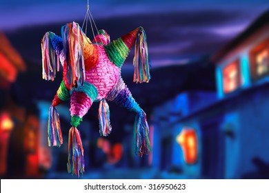 Colorful mexican pinata used in birthdays