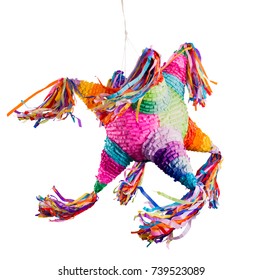Colorful mexican pinata used in birthdays and posadas isolated on white