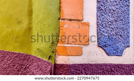 Colorful Mexican wall decor, paintwork homes, vibrant colors, colour, abstract art, geometry, found art, primary colors, background colours, bold colors, Guanajuanto colors, gutsy colours, texture  