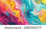 colorful mix of flowing paint. mixed. on canvas texture cloth. abstract background Artwork, digital painting