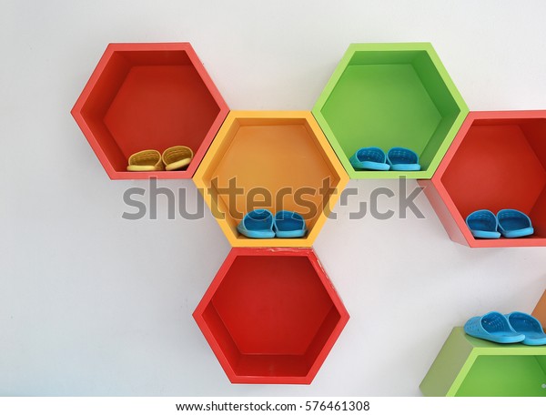 Colorful Modern Shoe Rack On White Stock Photo Edit Now 576461308