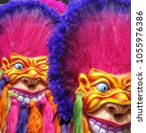 Colorful monster masks at the Carnival of Pasto in Colombia