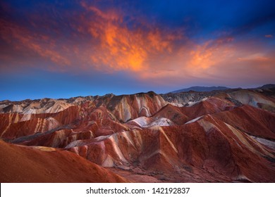 Colorful Mountain In Danxia Landform In Zhangye, Gansu Of China