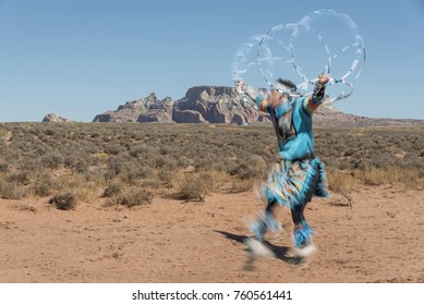 Colorful Navajo Native Dancer
Desert Dancer Performing A Ritual Acrobatic Dance
