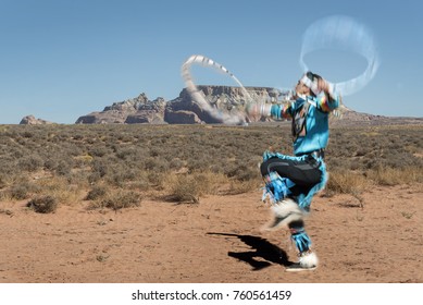 Colorful Navajo Native Dancer
Desert Dancer Performing A Ritual Acrobatic Dance
