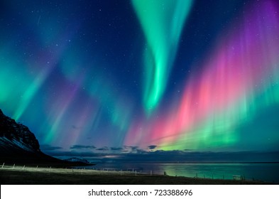 Colorful Northern Lights In Iceland