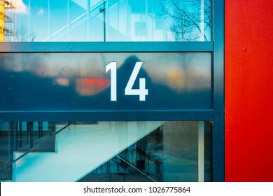 Colorful Number 14 Door Sign