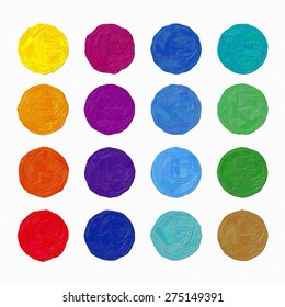 Colorful oil painting hand-painted art illustration : circles (High-resolution 2D CG illustration)