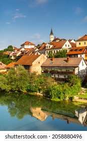 Colorful Old Town in Novo Mesto Slovenia at Riverside of Krka River. - Shutterstock ID 2058880496