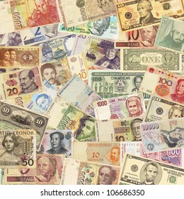 Colorful Old World Paper Money Background