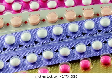 Colorful Oral Contraceptive Pill.