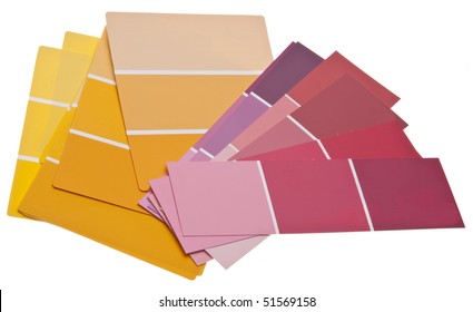 Colorful Paint Chips for Home Improvement.  Isolated on White with a Clipping Path.