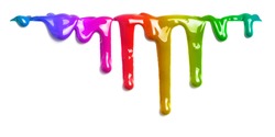 Colorful Paint Dripping Isolated On White